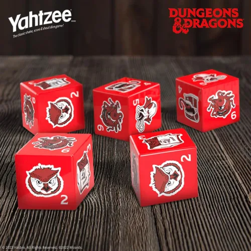 Miniatura 5 de YAHTZEE: Dungeons & Dragons Torre de dados coleccionables Dados con dragón, oso búho, cubo gelatinoso, imitador, desollador de la mente