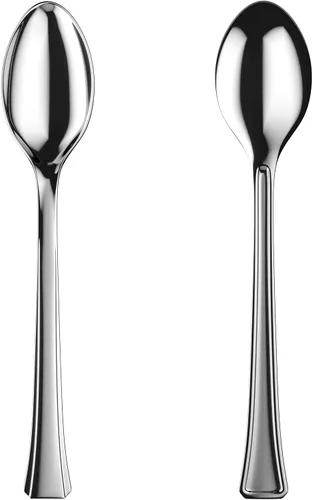 Miniatura 9 de Mini cucharas de postre, paquete a granel de 100 mini cucharas desechables plateadas, plástico de 4 pulgadas, sin BPA, aptas para alimentos
