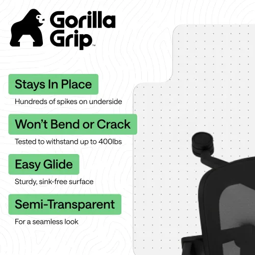 Miniatura 2 de GORILLA GRIP Tapete antideslizante para silla de oficina para suelos de alfombra, deslizamiento suave de 36 x 48 pulgadas debajo del escritorio