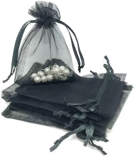 Miniatura 31 de TheDisplayGuys - Paquete de 48 bolsas de regalo de organza transparente negra de 2 x 2-3/4 pulgadas con cordón, bolsas de regalo para joyas, bolsas