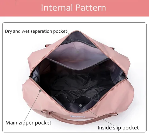 KARRESLY Bolsa de viaje para mujer, bolsa de hombro para fin de semana, bolsa de deporte, gimnasio, bolsa de mano, impermeable, Beige