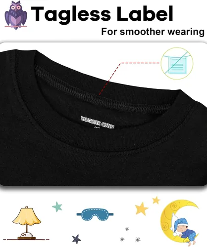 Miniatura 2 de DAUGHTER QUEEN Pijama para niños de 4 piezas, 100% algodón, talla 18 meses a 12 años