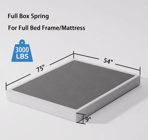 Miniatura 2 de Bedsnus juego de somier y funda tamaño matrimonial, somier metálico de perfil alto de 9 pulgadas, base de colchón de estructura resistente, libre