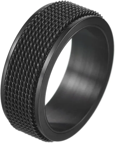 Miniatura 22 de Anillos giratorios para hombres y mujeres, anillos de ansiedad para hombres, anillos de cadena para adultos, anillos de titanio y acero Negro azul
