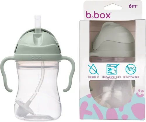 Miniatura 14 de b.box Vaso para sorber con popote pesado. Bebe desde cualquier ángulo, a prueba de fugas, a prueba de derrames, fácil agarre. Sin BPA, apto