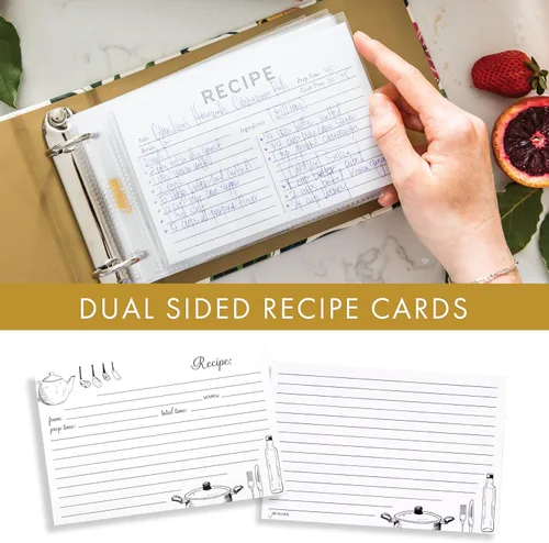 Miniatura 4 de Jot & Mark Carpeta de recetas para tarjetas 4x6 — Receta de vajilla culinaria de 3 anillos 6 Customizable Tab Dividers for 8.5x11 3-Ring Recipe