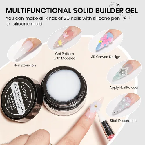 Miniatura 2 de Gel de Escultura 3D Blanco para Uñas, Arte de Uñas en Gel 3D Antiadherente para Extensión de Uñas Geles de Moldeado de Escultura con Arte de Uñas