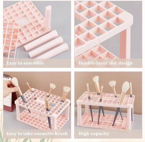 Miniatura 4 de AHandMaker Organizador de pinceles de pintura, soporte de plástico de 71 agujeros para brochas de maquillaje, artistas y cosméticos, herramientas
