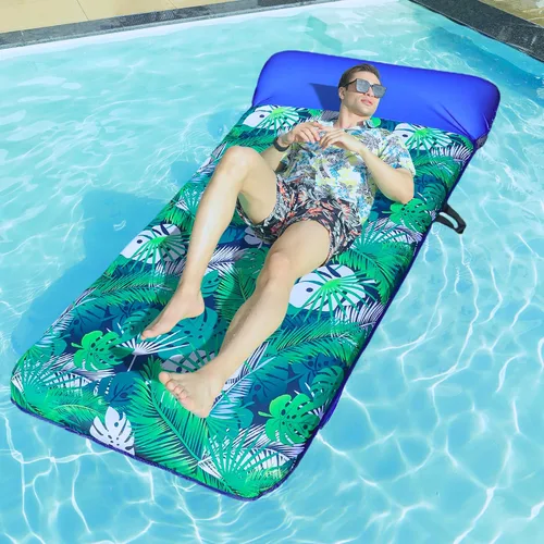 Miniatura 6 de FindUWill Flotador inflable para piscina para adultos, 72 pulgadas XL, flotadores de piscina cubiertos de tela de gran tamaño para adultos