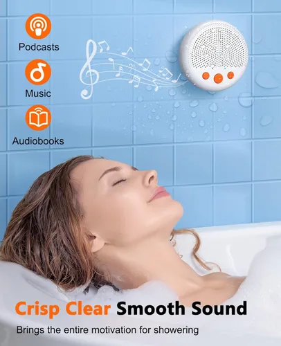 Miniatura 3 de LENRUE Altavoz de ducha, altavoz Bluetooth impermeable inalámbrico, altavoces portátiles con sonido fuerte claro, ventosa, cordón, ideas de regalos