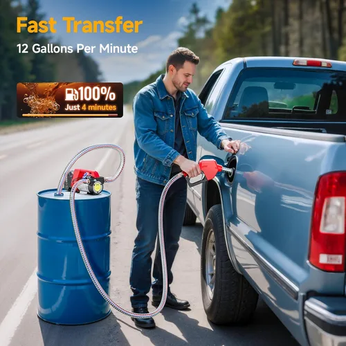Miniatura 4 de TaskStar Bomba de transferencia de combustible alimentada por batería, kit de bomba eléctrica de 12 GPM con batería de 18 V 4.0 Ah y cargador, bomba