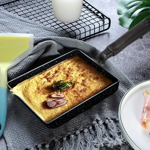Miniatura 7 de MyLifeUNIT Tamagoyaki - Sartén para tortilla japonesa antiadherente con espátula de silicona, bandeja cuadrada para huevos, 7 x 5 pulgadas