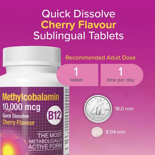 Miniatura 3 de Natural Factors Metilcobalamina 10,000 mcg - Suplemento de vitamina B12 en forma metabólicamente activa - Suplemento apoya la formación celular