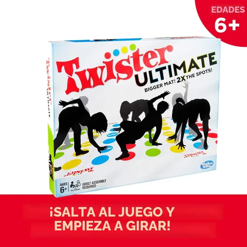 Miniatura 2 de Hasbro Gaming Twister Ultimate: Tapete más grande, más puntos de colores, juego familiar de fiesta para niños de 6+ años; compatible con Alexa