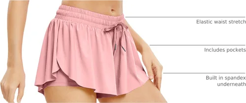 Miniatura 87 de Blaosn Pantalones cortos atléticos fluidos para mujer, gimnasio, yoga, entrenamiento, correr, pantalones cortos de tenis, falda falda linda, ropa