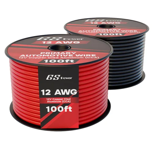 Miniatura 7 de GS Power Cable de calibre 10 CCA de 100 pies para automóvil, rojo y negro, 50 pies por rollo, 10 AWG 12 V, cable eléctrico de altavoz flexible