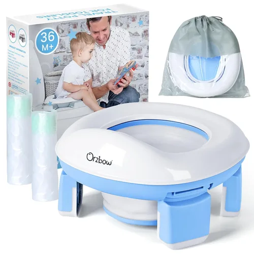 Orzbow Inodoro portátil de entrenamiento para ir al baño, asiento de viaje para niños y niñas con protector contra salpicaduras, artículos Azul