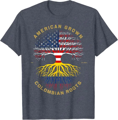 Miniatura 100 de Camiseta de regalo con la bandera de Estados Unidos con árbol de raíces colombianas