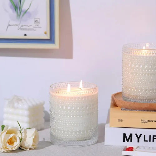 Miniatura 6 de DARJEN Paquete de 8 tarros de vela transparentes para hacer velas, tarros de vidrio vacíos de 14 onzas con tapas y etiquetas de bambú, suministros