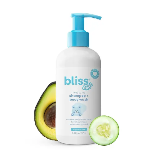 Bliss Champú para bebés y gel de baño, 2 en 1 de primera calidad para bebés, niños pequeños y niños, sin perfume e hipoalergénico - Jabón suave para