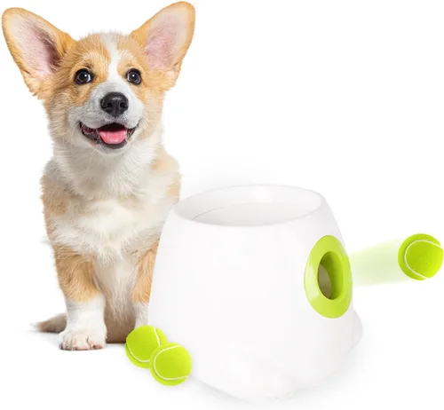 ALL FOR PAWS Lanzador automático de bolas original para perros pequeños y medianos, máquina interactiva de lanzamiento de pelotas de tenis para