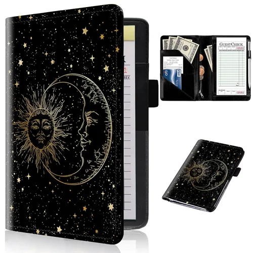 Miniatura 46 de Libros de servidor para camareras con bolsillo con cremallera – Libro de camarera gótico pastel con calavera de bruja, organizador de dinero