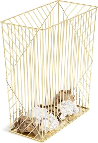 Miniatura 3 de U Brands Bote de basura de metal, colección Vena, capacidad de 6 galones, dorado (3232U02-06)