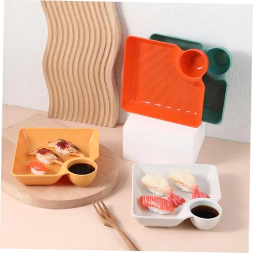 Miniatura 9 de Housoutil Bandeja cuadrada para papas fritas con asas resistentes para aperitivos decorativos para servir alimentos