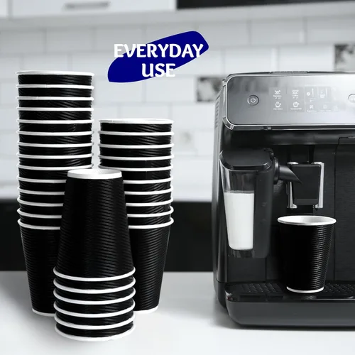 Miniatura 3 de Nicole Home Collection Vasos desechables de papel ondulado de doble pared con tapas para bebidas calientes, paquete de 30 tazas de café, 16 onzas