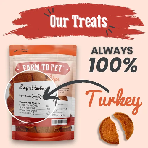Miniatura 2 de Farm To Pet Golosinas de entrenamiento para perros, papas fritas de pavo saludables para perros, 4 onzas, pechuga de pavo 100% de grado humano, todo