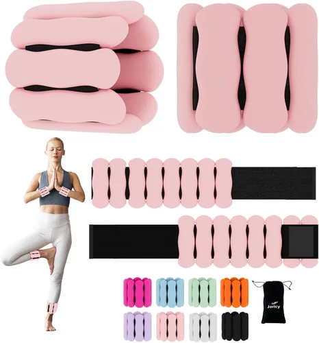 Miniatura 14 de Pesas de tobillo y muñeca para mujeres y hombres, pesas ajustables para brazos y piernas, juego de 2 (1 libra/2 libras cada una), bandas de silicona