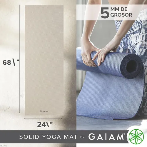 Miniatura 3 de Gaiam - Esterilla de yoga de calidad superior de 5mm, lisa, gruesa y antideslizante para todo tipo de ejercicios de yoga, pilates y gimnasia