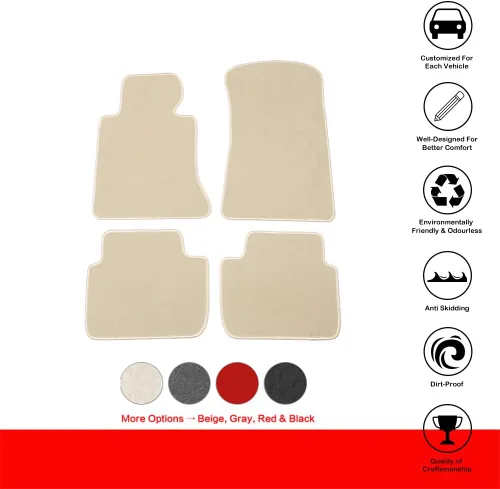 Miniatura 2 de IKON MOTORSPORTS, Alfombrillas de Piso Compatibles con BMW Serie 3 E46, 1998-2006 Ajuste de Fábrica Beige de Nylon Delanteras y Traseras