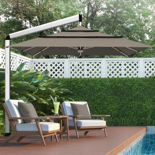 Miniatura 111 de EliteShade USA Sombrilla de Mercado de 10 Años Sin Decoloración de 9 Pies 3 Niveles Sombrilla de Patio Sombrilla de Mesa para Exteriores con Beige