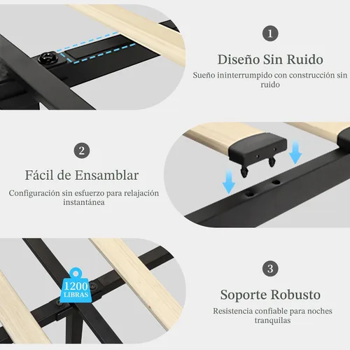 Miniatura 8 de Marco de Cama Queen con LED y 2 Cajones, Cabecero de Plataforma Moderno Resistente Ajustable Tapizado con Botones de Cristal Acolchado, Marco de Gris
