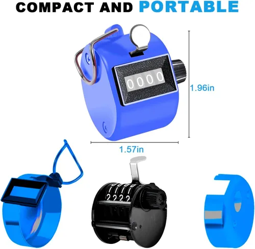 Miniatura 4 de TESEAS Clicker Counter - Contador manual de mano, contador de 4 dígitos, paquete de 2 contadores mecánicos de mano, clickers para pitch, umpire
