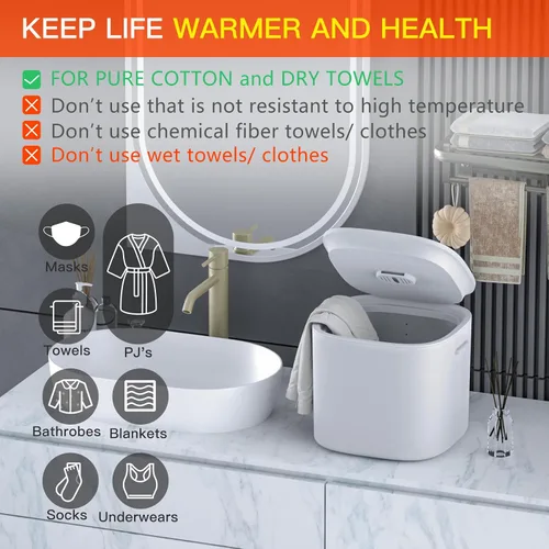 Miniatura 3 de DOACE Calentador de toallas, calentadores de toallas de tamaño mediano con mantenimiento automático del calor, tiempo de calor de 20/40/60 minutos