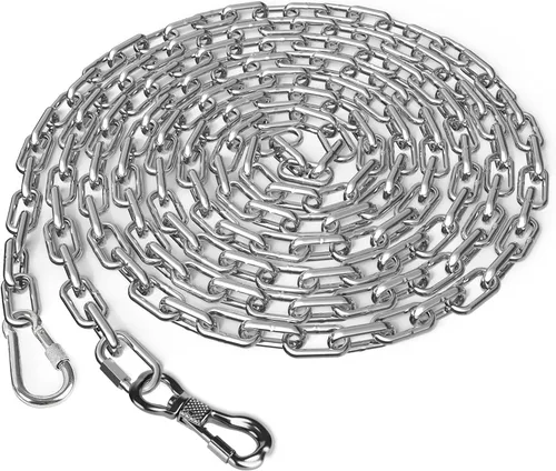 Tresbro Cadenas de perro resistentes para exteriores, cable de amarre de 6 pies de acero inoxidable con gancho giratorio para perros grandes, cadena