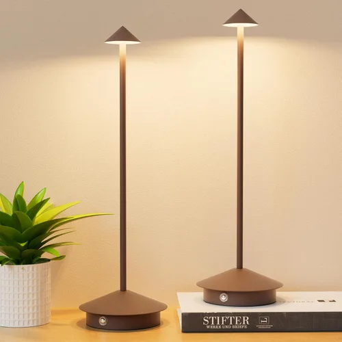 Miniatura 10 de Paquete de 2 lámparas de mesa LED recargables de 6000 mAh, inalámbricas, 3000 K-6000 K, lámparas táctiles de atenuación continua con función