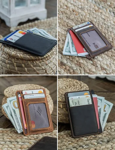 Miniatura 41 de Carteras de cuero genuino hechas a mano, tarjeteros minimalistas y fundas para pasaporte, regalo hecho a mano