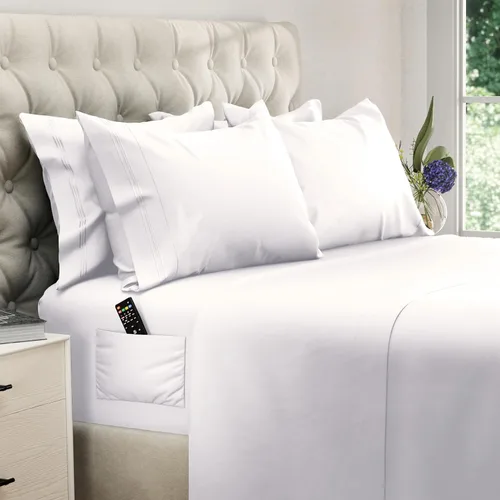 Miniatura 14 de DREAMCARE Juego de sábanas California King, 6 piezas, sábanas refrescantes para cama, sábanas Cal King de hasta 21 pulgadas de profundidad, 02
