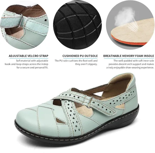 Miniatura 6 de TERRIKAT Mocasines casuales para mujer, bonitos y cómodos, para caminar, de cuero, para conducir, con puntera cerrada, zapatos náuticos