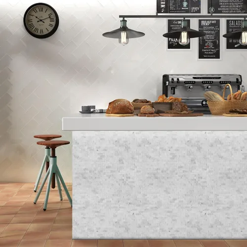 Miniatura 5 de SUNWINGS Azulejos de mármol autoadhesivos de piedra natural 3D de 5 hojas, 10.63 x 11.22 pulgadas, para pegar en el protector contra salpicaduras