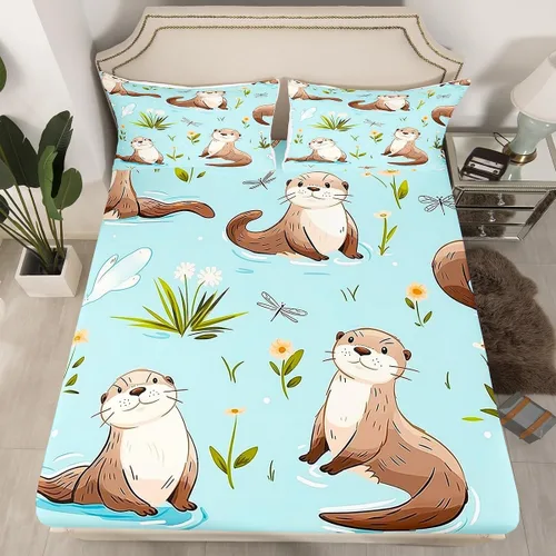 Miniatura 23 de Erosebridal Juego de sábanas bajeras de pulpo oceánico, tamaño individual, juego de ropa de cama temática de playa costera, decoración náutica