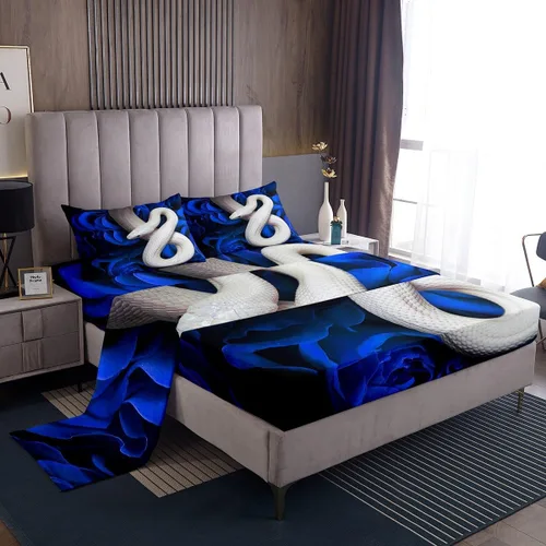 Miniatura 12 de Erosebridal Juego de ropa de cama para niños, sábanas kawaii con diseño de gato, tamaño individual, juego de cama de 3 piezas con 1 sábana bajera, 1