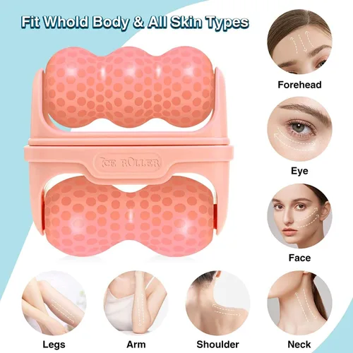 Miniatura 5 de OPENDGO Rodillo de hielo para masajeador facial para hinchazón ocular, reduce las arrugas, herramienta de cuidado de la piel facial 2 en 1 para Rosa