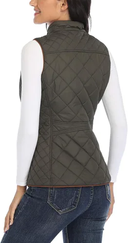 Miniatura 4 de Dilgul Chaleco acolchado para mujer, cuello alto, ligero, con cremallera, con bolsillos