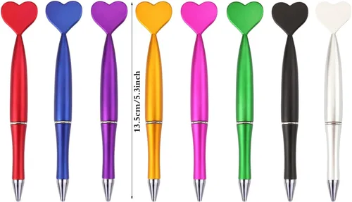 Miniatura 2 de JKJF 8 bolígrafos en forma de corazón, bolígrafo de tinta de gel con forma de corazón, bolígrafos de punta redonda para escuela, oficina, papelería