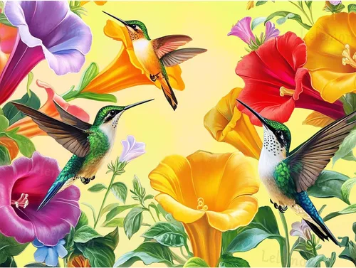 LELEMON Kits de arte de diamantes para adultos, kits de pintura de diamantes de colibrí para adultos, kit de pintura de diamante 5D con accesorios