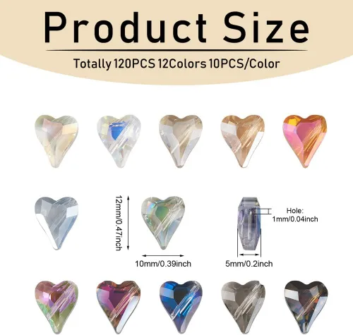 Miniatura 2 de 180 cuentas de cristal galvanizadas con forma de corazón de amor, cuentas espaciadoras de corazón pequeño, cuentas transparentes para San Valentín